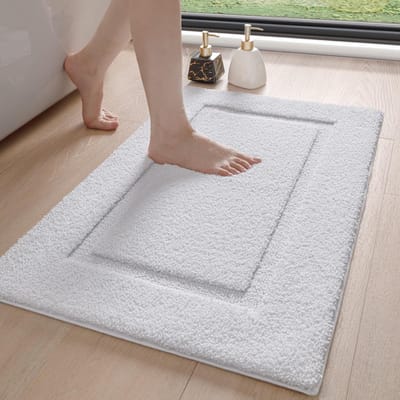 Zachte en Absorberende Badmat 40x60cm, Machinewasbaar, Antislip voor Douche en Badkuip, Wit