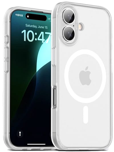 Mobiq Magneet Hoesje geschikt voor iPhone 16 Plus - Geschikt voor Magafe - Schokbestendig Frosted ontwerp Frosted clear