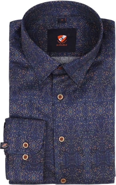 Suitable Overhemd Van Gogh Donkerblauw (navy) - Maat 44 - Heren - Casual Shirt