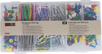 Hi 500-delige Bureauaccessoireset - Kleurenpinnen, Paperclips en I-Nails - Staal en Kunststof