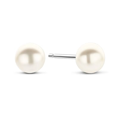 New Bling - 9NB-1581-RH-6 - 925 zilveren oorknopjes met parel - 6-7 mm - rhodium plated