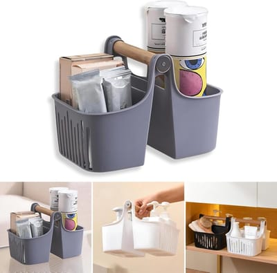 Draagbare Organizer met Bamboe Handvat voor Toiletten, Make-up en Sieraden - Ideaal voor Badkamer, Studentenhuis en Kasten - Duurzaam en Stijlvol Design