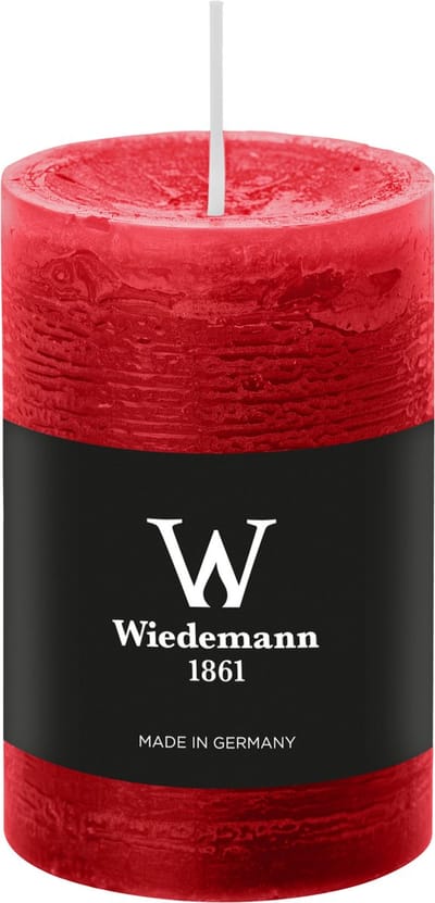 Wiedemann Cilinderkaars/stompkaars - rustieke kaars - rood - 6 x 9 cm - 30 branduren