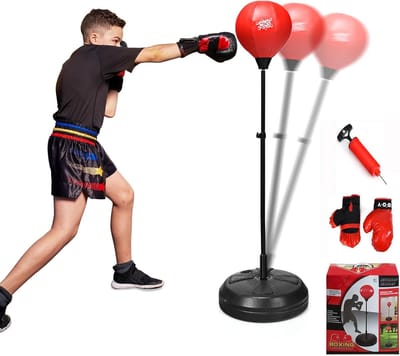 Bokszak - Bokstraining - Zelfstandig trainen - In hoogte verstelbaar - Tot 154 cm - Rood Zwart