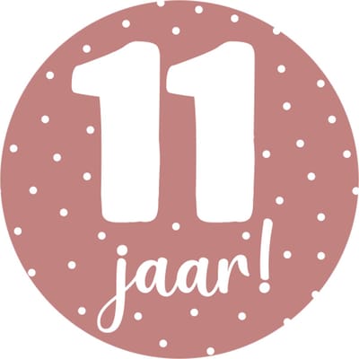 Sticker 11 jaar roze - traktatie sticker verjaardag - basisschool kind - kinderfeestje - 20 stuks