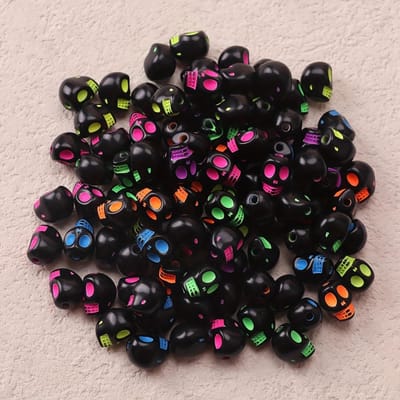 50 Pièces Mélange Aléatoire Perles en Forme de Tête de Mort Espaceurs Noirs Perles Libres Pour la Fabrication de Bijoux Bracelet Fait Main DIY Boucles d'Oreilles Porte-clés