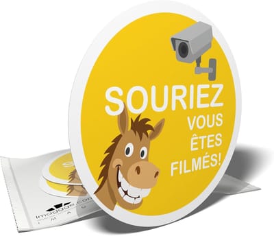Waarschuwingsstickers - Bewakingscamera melding - Veiligheid verhogen - Set van 3 stickers - 10 cm diameter - Geel wit zwart
