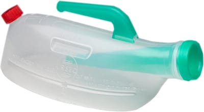 Urineflesje Mannen - Lekvrij Flesje - Zelfstandig Gebruik - Schuine Hals Ontwerp - 1 Liter Inhoud - Transparant