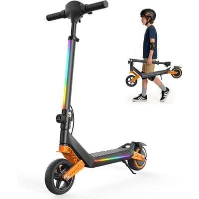 Trottinette Électrique pour Enfants iScooter K6 Moteur 150W Batterie 21.6V 2.6AH Charge Max 70kg Trottinette Électrique pour Enfants Sécurisée et Légère pour le Jeu en Plein Air orange