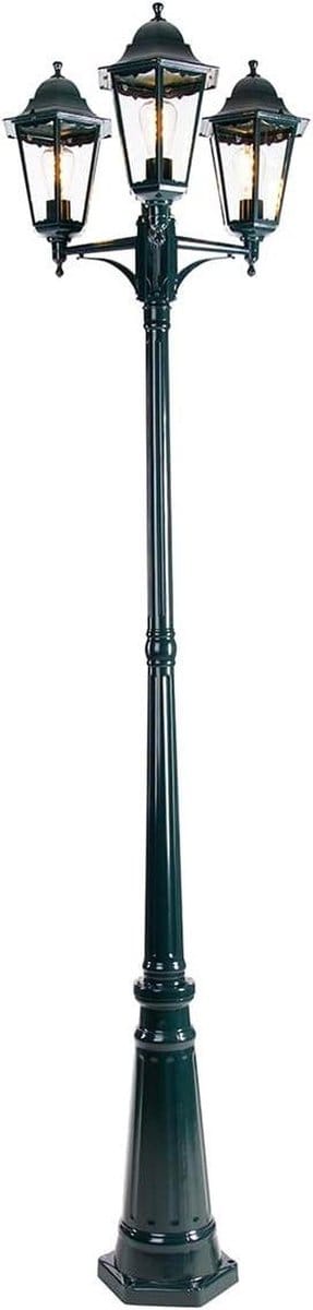 Buitenlantaarn - Tuinlamp - Tuinverlichting - Drie lichtpunten - 223 cm hoog - Donkergroen