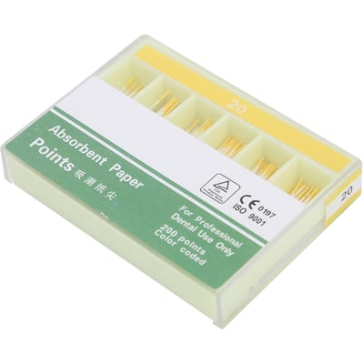 200 stuks Tandheelkundige Absorberende Papieren Punten Wortelkanaal Absorberende Papieren Punten Tandheelkundig Gereedschap20# Geel beige