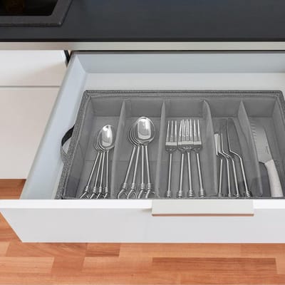 Bestekbak met deksel - Organizer voor bestek - Vorken en lepels - 43 x 26 x 10 cm