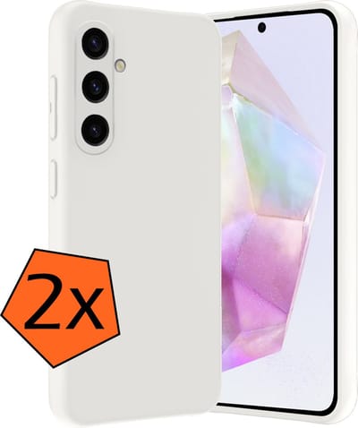 Hoes - 2 Stuks - Geschikt voor Samsung Galaxy A35 - Sterk & Shockproof - Case Siliconen - Back Cover - Telefoon Hoes - Wit