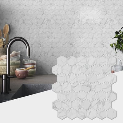Dailygoods- Tegelsticker 30.5cm - Set van 10 - Zelfklevende Tegels - Makkelijk aan te brengen - Verwijderbaar - Geschikt voor badkamer/kitchen - Muursticker