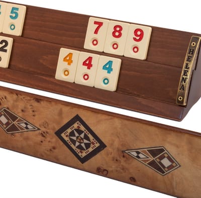 Handgemaakte rummy speelset - Okey - 100% Hout - Luxe uitgave - Inclusief tas - Rummi - Bordspel - Okey Takimi