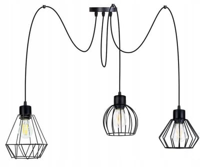 Hanglamp ZWIES Loft met 3 E27 kappen - Zwart Metaal