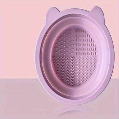 Beer Oor Siliconen Make-up Kwastenreiniger Schrobmat Beauty Ei Reiniging Wenkbrauwborstel Reinigingsmat Draagbare Make-up Tools paars