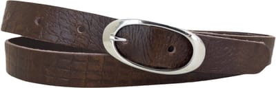 Dames Riem | Vrouwen Riem | Leren Riem | Lederen Riem | Kleur: bruin | Zilveren Gesp | 2,5cm breed | Riemmaat: 85cm (totale lengte: 100cm) | 100% echt leer | Nikkelvrije gesp