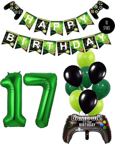 Cijfer Ballon 17 Game Videospel Verjaardag Thema - De Versiering voor de Gamers Birthday Party van Snoes
