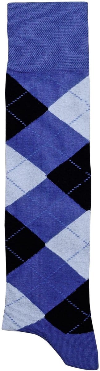 2 Paar unisex top kwaliteit katoenen kousen – naadloos – zonder elastiek – klassieke blauwe ruit – maat 43/46
