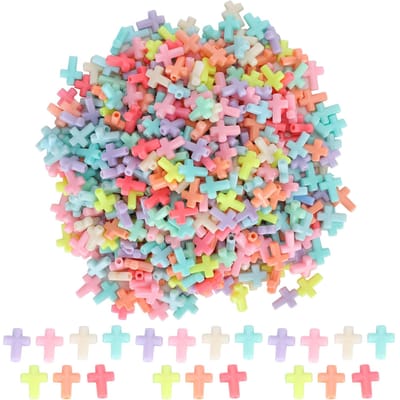 500pcs Perles Croix Acrylique Chunky Couleur Bonbon Perles Croix pour la Fabrication de Bijoux DIY