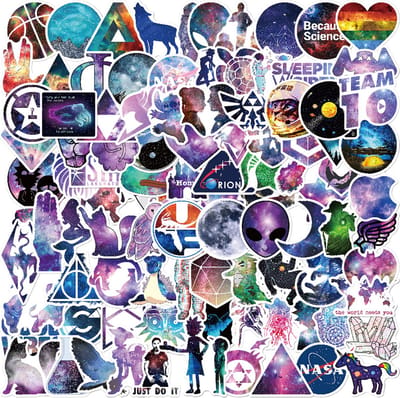 Rainbecom - Skate Stickers 100 Stuks - Ruimte - Universum - Sterrenhemel - Aliens - VSCO Esthetische Stickers - Waterdicht - Anti-Zon- Versier je Spullen