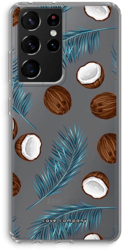 Case Company® - Hoesje geschikt voor Samsung Galaxy S21 Ultra hoesje - Kokosnoot - Soft Cover Telefoonhoesje - Bescherming aan alle Kanten en Schermrand