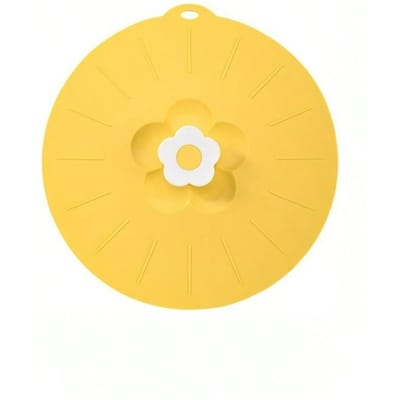 Couvercle de conservation frais fleur mignon Couvercle de conservation frais en silicone Couvercle de bol alimentaire pour réchauffage au micro-ondes Couvercle de pot de cuisine anti-poussière jaune