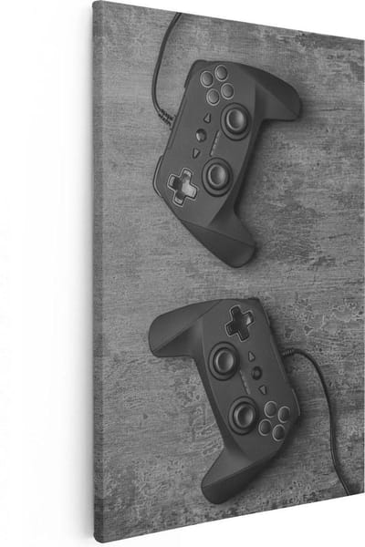 Artaza Canvas Schilderij Gaming - 20x30 cm - Klein - Wanddecoratie Mancave - Muurdecoratie Gamecontrollers - Kamer Accessoires