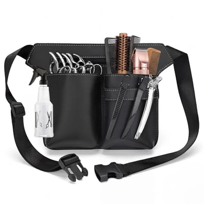 Dailygoods- Friseurstas waterafstotend - Draagbare Gereedschapstas - PU Leer - Verstelbare Riem - Zwart - 25 x 19,5 cm - Kappers Tas