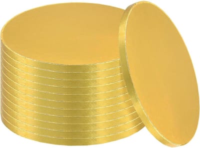 Ronde Taartborden - Taarttrommels Bakbasis - Taart Decoratie - Stevige Golfkarton Constructie - 25 cm Diameter - Goud