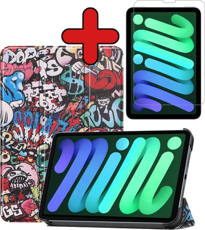 Hoesje Geschikt voor Apple iPad Mini 6 (2021) - 8.3 inch - 6e Generatie - Met Screenprotector - Trifold Bookcase - Hard Cover - Hardcover Book Case - Tablet Hoes - Graffity