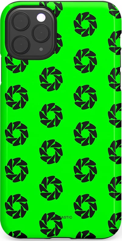 Casetastic hoesje geschikt voor Apple iPhone 11 Pro Max - Dubbellaagse bescherming - Neon Groene Cirkels - Fashion Case - Groen Zwart