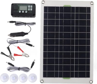 Zonnepaneelset 50W - Draagbare lader - Energie opwekken - Monokristallijn silicium - 57 x 26 cm - Zwart