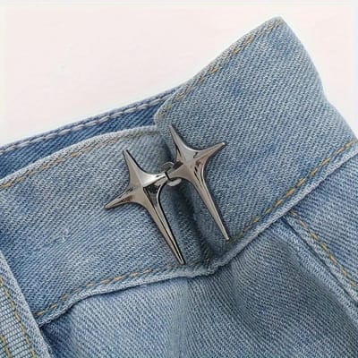 1 Paar Taille Gesp, Een Stervormige Taille Gesp Decoratieve Knoppen, Geen Naaien, Afneembare Knop Voor Tailleverstelling zwart