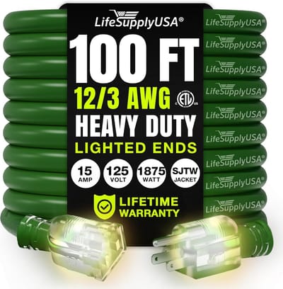 Verlengkabel 30 meter 12/3 gauge binnen buiten - waterdicht ETL-gecertificeerd