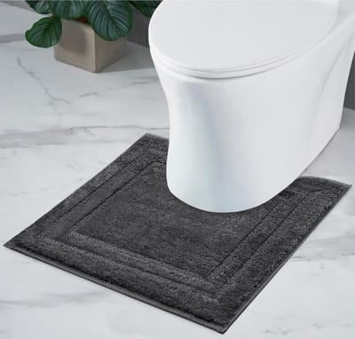Badmat Anti-Slip | Super absorberend en machinewasbaar | Te combineren als badmat set | Voor de badkamer, douche, bad of als WC mat | Donker Grijs - 45x45 cm WC
