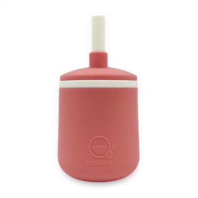 Smikkels - Siliconen kinderbeker - Veilige Drinkbeker - Oefenbeker - Rietjesbeker - Duurzaam - Peuter - Baby - Roze