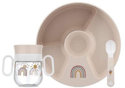 Mepal Mio Babyservies set - 3-delig - Kraamcadeau - Kinderservies - Sunshine & Rainbow