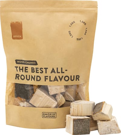 Rookchunks - Beuk 1.5kg - Intens Rookaroma voor Barbecueën - Hoogwaardige Beukenhouten Rookchunks - Authentieke Rooksmaken voor Grillgerechten