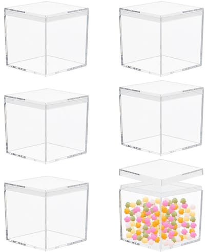 Dailygoods- Opbergdozen 6 Stuks - Transparante Acryl Dozen - Vierkante Displaybox - Compact en Lichtgewicht - Breukbestendig Materiaal - Ruimtebesparend Ontwerp - Displaydozen