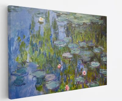 Saammp Canvas Schilderij - Waterlelies - Claude Monet - Kunst - Oude Meesters - 45x30 - Foto op canvas - Wanddecoratie - Muurdecoratie Woonkamer - Slaapkamer decoratie - Canvas Print