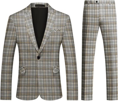 ALLTHEMEN Heren Pak Print - Enkel Knops Middensplit - Tweedelig pak - L
