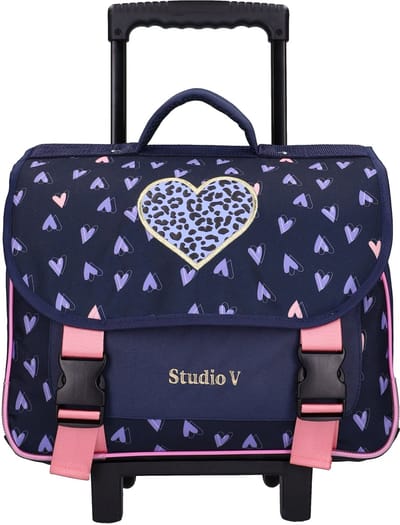 Studio V Heart To Heart Trolley schoolrugzak - 32 x 38 x 14 cm - Blauw - Harten