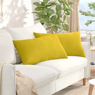 vidaXL - Zitkussens - 2 - pcs - Geel - 80 - x - 40 - cm - Corduroy - stof