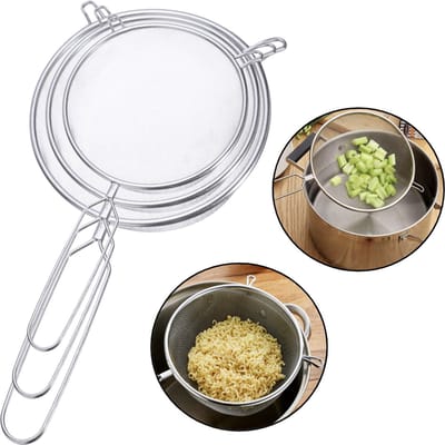 PD® - RVS Zeef Set - Vergiet 3 Delig - Keukenzeef - Zeefjes - Ø 16, 18 en 21 cm