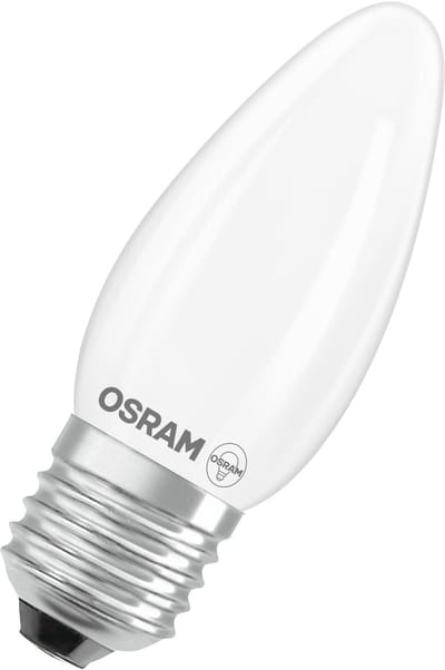 OSRAM LED-lamp Ster kaarsvorm B25 filament, 2700 K warm wit, 1,8 W, E27, mat, 250 lm, 15.000 h, voor tafellampen, decoratieve armaturen