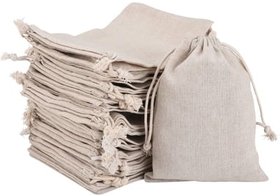 Dailygoods- Katoenen Zakken 30 Stuks - Biologisch Afbreekbare Tassen - Trekkoord - Herbruikbaar - Doe-het-zelf Geschenkzakken - Afmeting 12 x 15 cm
