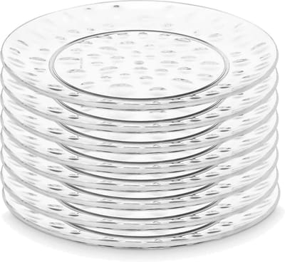 Leknes Onbreekbare Dinerborden - 8x - kunststof - transparant - Dia 21cm - verjaardag/camping