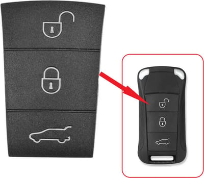 Rubber pad 3 knoppen geschikt voor Porsche autosleutel / Porsche Cayenne / Porsche Panamera / Porsche 997.